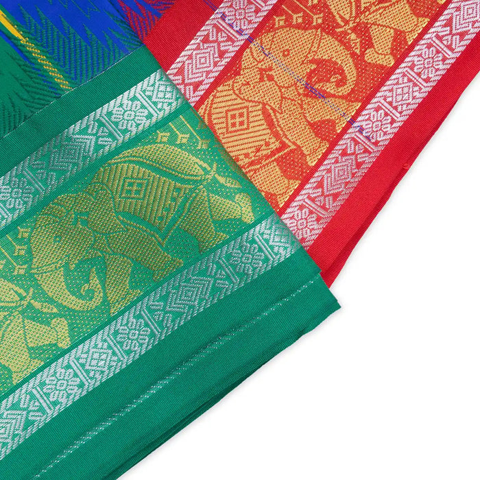 Veshti - 9 x 5 Inches | Mixed Colour Dhoti / Art Silk Vesti / Traditional Dhothi For Men - Veshti & Dhoti