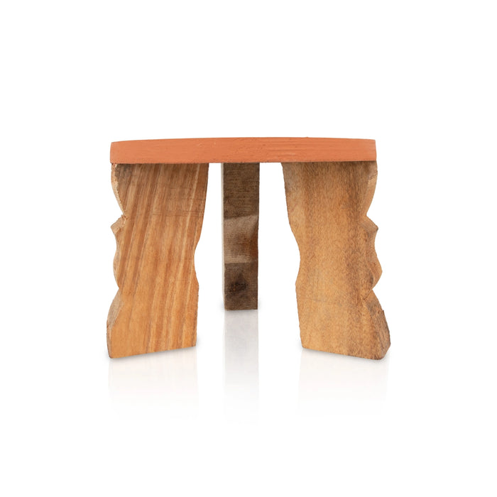 Mukkali Stool - 7.5 x 11 Inches | Wooden Mukkali Stand/ Pooja Stand for Home - Pooja Aasan & Bajot & Pooja Mat