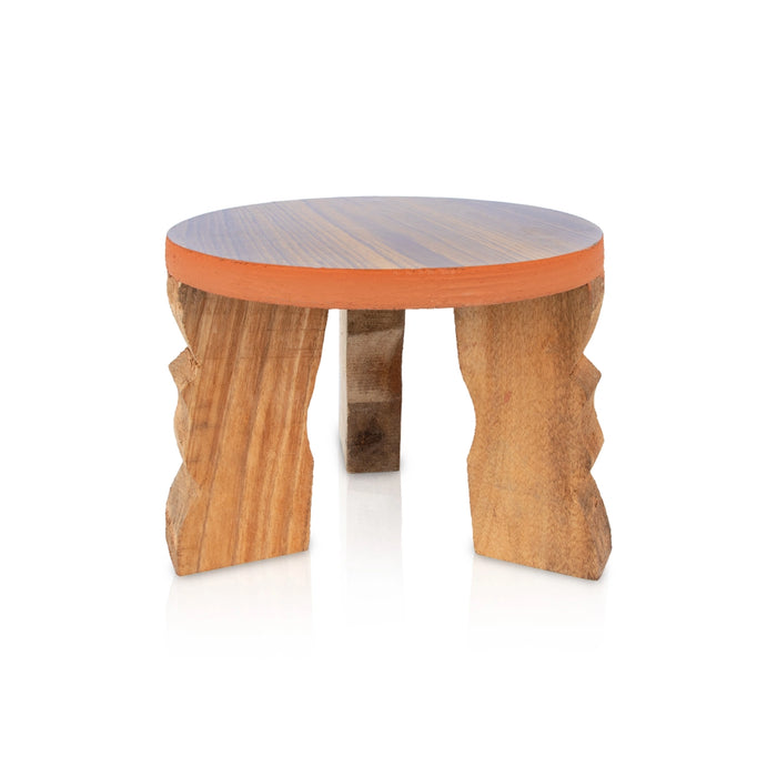 Mukkali Stool - 7.5 x 9.5 Inches | Wooden Mukkali Stand/ Pooja Stand for Home - Pooja Aasan & Bajot & Pooja Mat