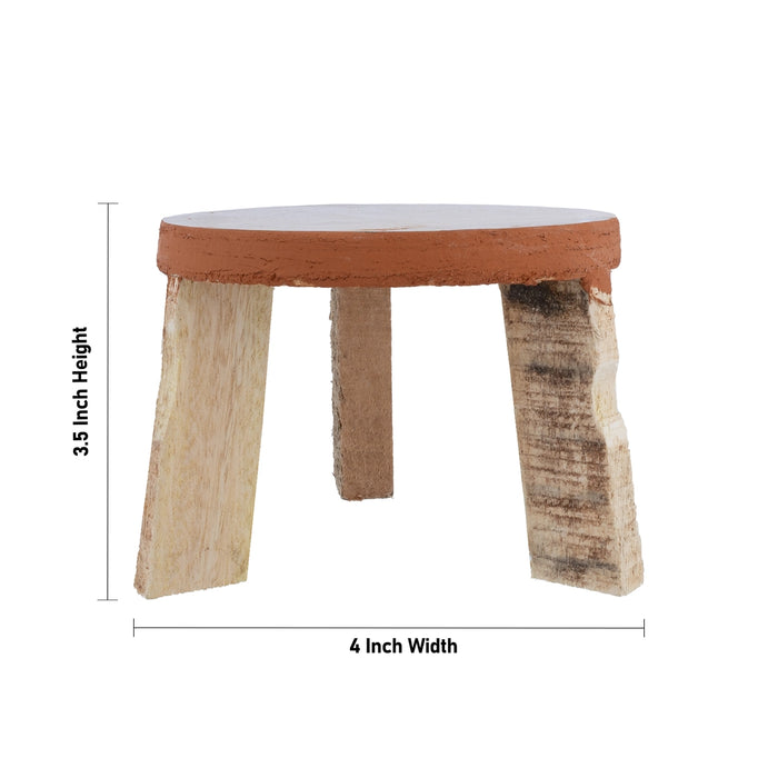 Mukkali Stool - 3.5 x 4 Inches | Wooden Pooja Chowki/ Bajot/ Patla for Home