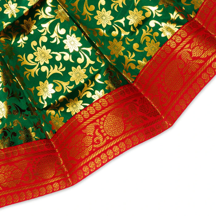 Devi Dress With Thavani - 12 x 15 Inches | Satin Mata Rani Poshak/ Jari Border Design Amman Pavadai for Deity - Devi Dress