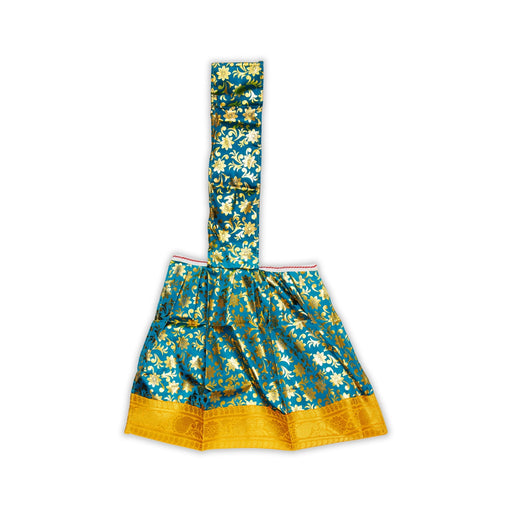 Devi Dress With Thavani - 12 x 15 Inches | Satin Mata Rani Poshak/ Jari Border Design Amman Pavadai for Deity - Devi Dress