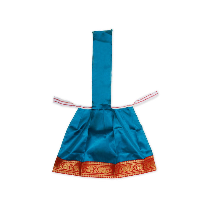 Devi Dress With Thavani - 12 x 10 Inches | Jari Border Design Mata Rani Poshak/ Satin Amman Pavadai for Deity - Devi Dress