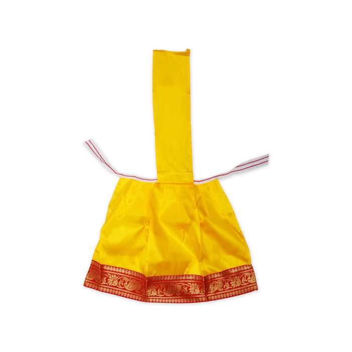 Devi Dress With Thavani - 12 x 10 Inches | Jari Border Design Mata Rani Poshak/ Satin Amman Pavadai for Deity - Devi Dress