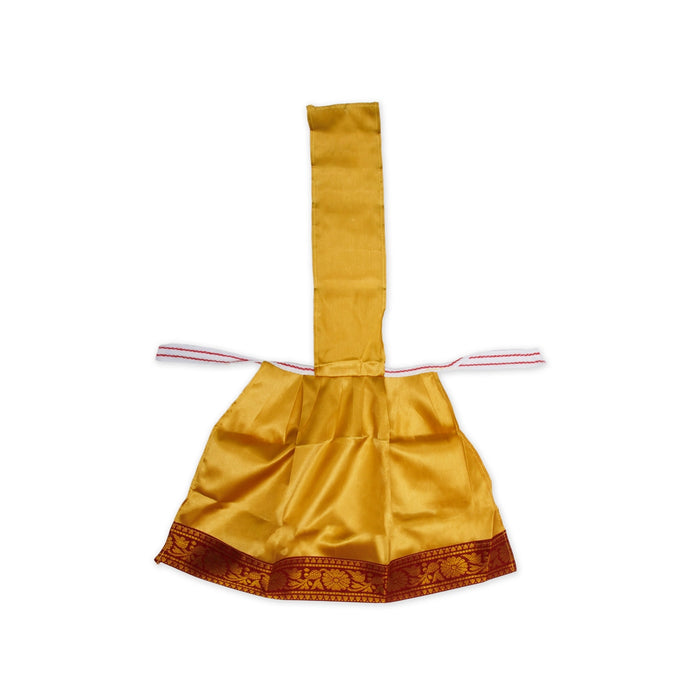 Devi Dress With Thavani - 12 x 10 Inches | Jari Border Design Mata Rani Poshak/ Satin Amman Pavadai for Deity - Devi Dress