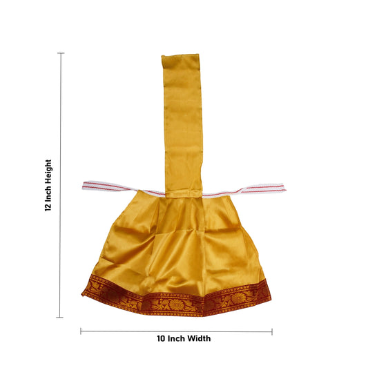 Devi Dress With Thavani - 12 x 10 Inches | Jari Border Design Mata Rani Poshak/ Satin Amman Pavadai for Deity - Devi Dress