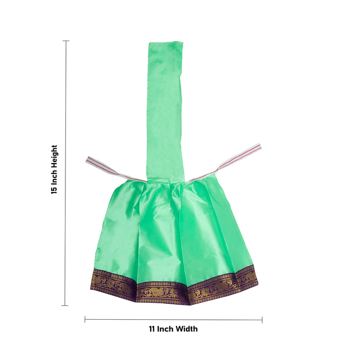 Devi Dress With Thavani - 15 x 11 Inches | Jari Border Design Mata Rani Poshak/ Satin Amman Pavadai for Deity - Devi Dress