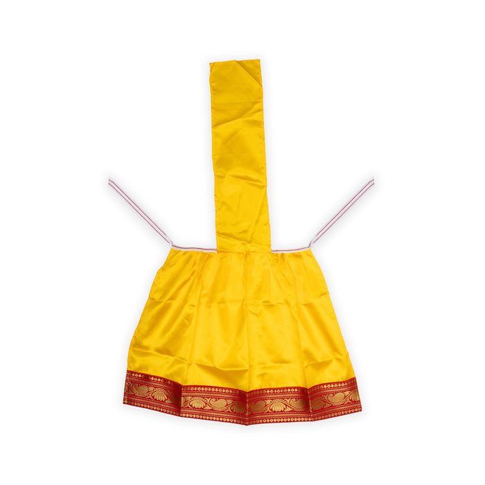 Devi Dress With Thavani - 18 x 20 Inches | Jari Border Design Mata Rani Poshak/ Satin Amman Pavadai for Deity - Devi Dress