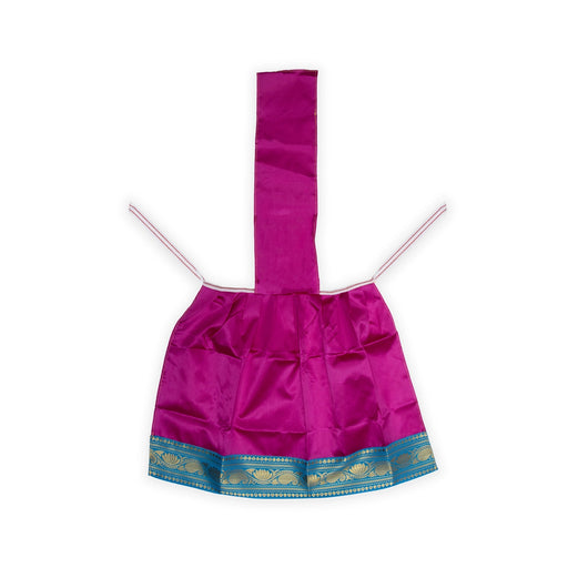 Devi Dress With Thavani - 18 x 20 Inches | Jari Border Design Mata Rani Poshak/ Satin Amman Pavadai for Deity - Devi Dress