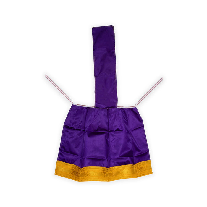 Devi Dress With Thavani - 18 x 20 Inches | Jari Border Design Mata Rani Poshak/ Satin Amman Pavadai for Deity - Devi Dress