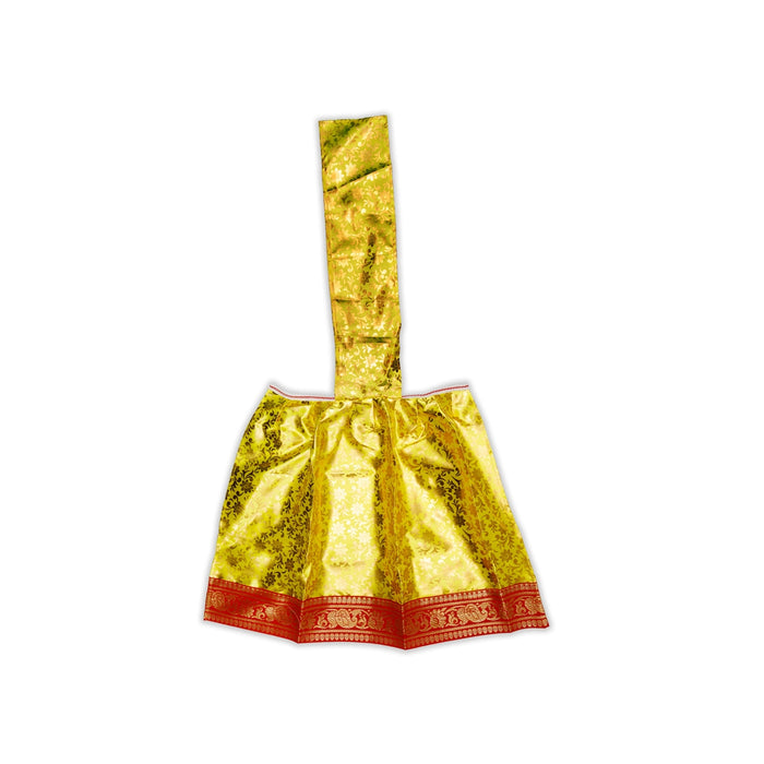 Devi Dress With Thavani - 15 x 18 Inches | Satin Mata Rani Poshak/ Jari Border Design Amman Pavadai for Deity - Devi Dress