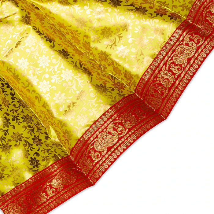 Devi Dress With Thavani - 15 x 18 Inches | Satin Mata Rani Poshak/ Jari Border Design Amman Pavadai for Deity - Devi Dress