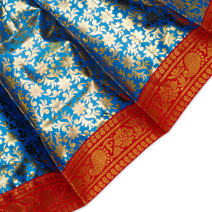 Devi Dress With Thavani - 15 x 18 Inches | Satin Mata Rani Poshak/ Jari Border Design Amman Pavadai for Deity - Devi Dress