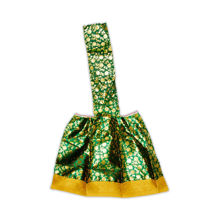 Devi Dress With Thavani - 15 x 18 Inches | Satin Mata Rani Poshak/ Jari Border Design Amman Pavadai for Deity - Devi Dress