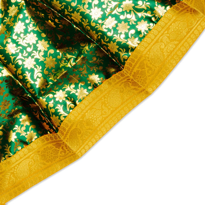 Devi Dress With Thavani - 15 x 18 Inches | Satin Mata Rani Poshak/ Jari Border Design Amman Pavadai for Deity - Devi Dress