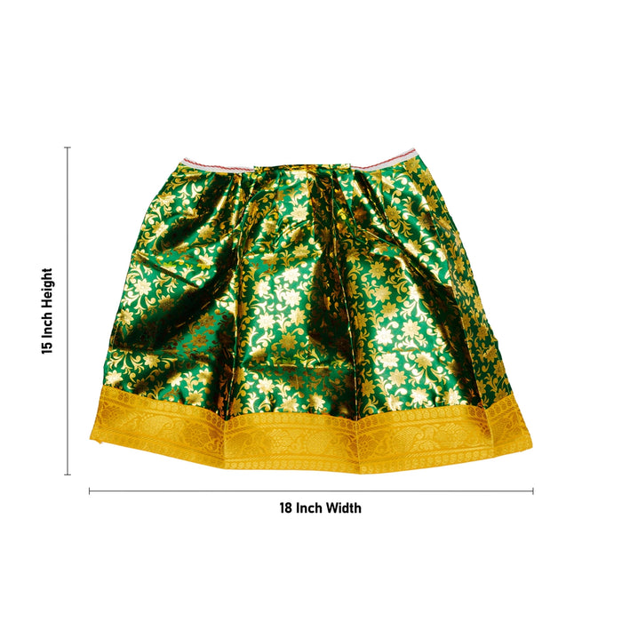 Devi Dress With Thavani - 15 x 18 Inches | Satin Mata Rani Poshak/ Jari Border Design Amman Pavadai for Deity - Devi Dress