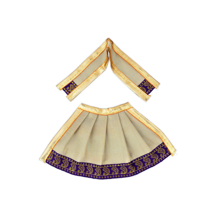 Amman pavadai - 3 inches | Deity Vastram / Devi Dress / Tissue silk / Golden Zari Border / Mata Rani Poshak - Devi Dress