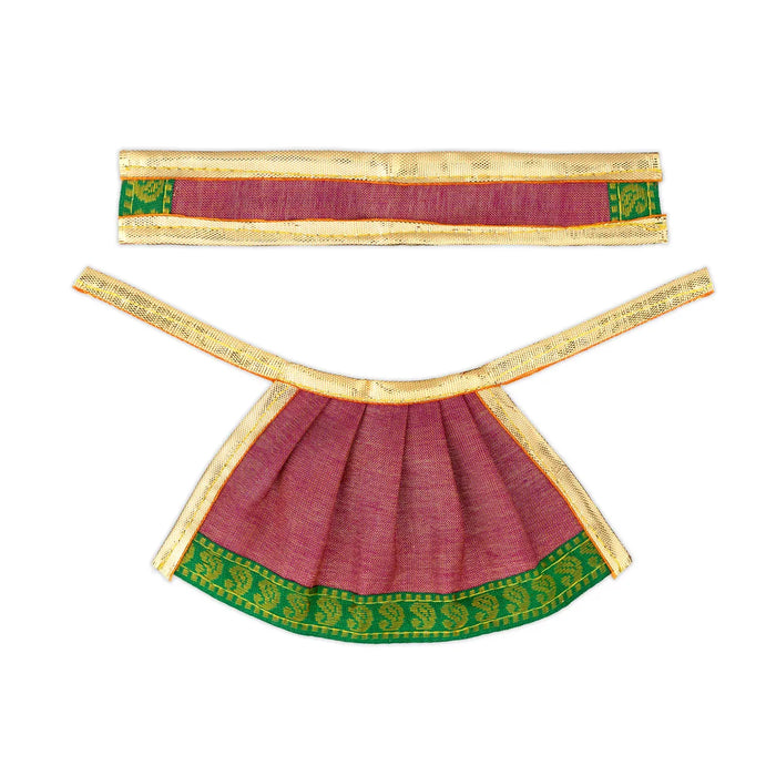 Amman pavadai - 3 inches | Deity Vastram / Devi Dress / Tissue silk / Golden Zari Border / Mata Rani Poshak - Devi Dress