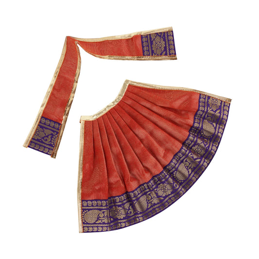 Devi Dress - 8 x 14 Inches | Tissue Silk Mata Rani Poshak/ Amman Pavadai/ Jari Border Devi Vastra for Deity - Devi Dress