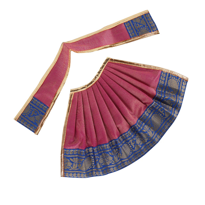 Devi Dress - 8 x 14 Inches | Tissue Silk Mata Rani Poshak/ Amman Pavadai/ Jari Border Devi Vastra for Deity - Devi Dress