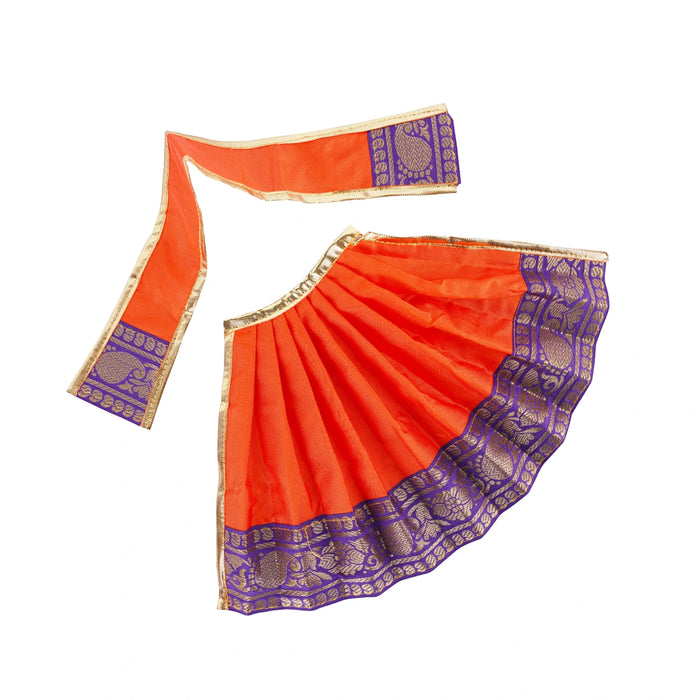 Devi Dress - 8 Inches | Karishma Apoorva Mata Rani Poshak/ Amman Pavadai/ Jari Border Devi Vastra for Deity - Devi Dress