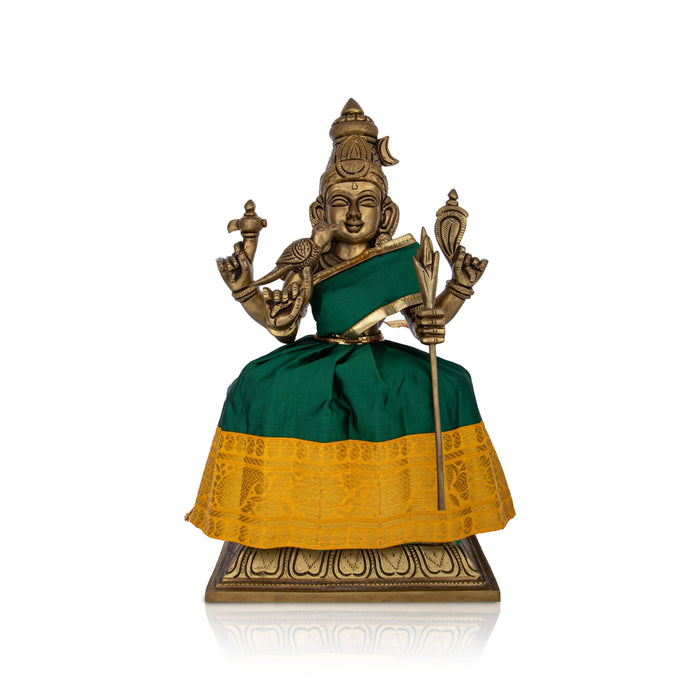 Devi Dress - 7 Inches | Karishma Apoorva Mata Dress/ Jari Border Amman Pavadai for Deity Decor - Devi Dress