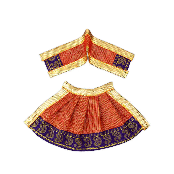 Amman pavadai - 2 inches | Deity Vastram / Devi Dress / Tissue silk / Golden Zari Border / Mata Rani Poshak - Devi Dress