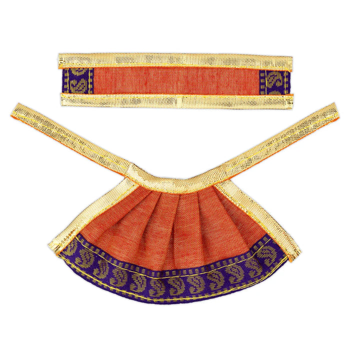 Amman pavadai - 2 inches | Deity Vastram / Devi Dress / Tissue silk / Golden Zari Border / Mata Rani Poshak - Devi Dress