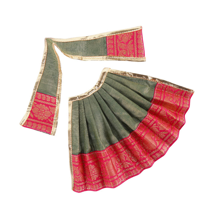 Devi Dress - 7 Inches | Tissue Silk Mata Rani Poshak/ Amman Pavadai/ Devi Vastra for Deity - Devi Dress