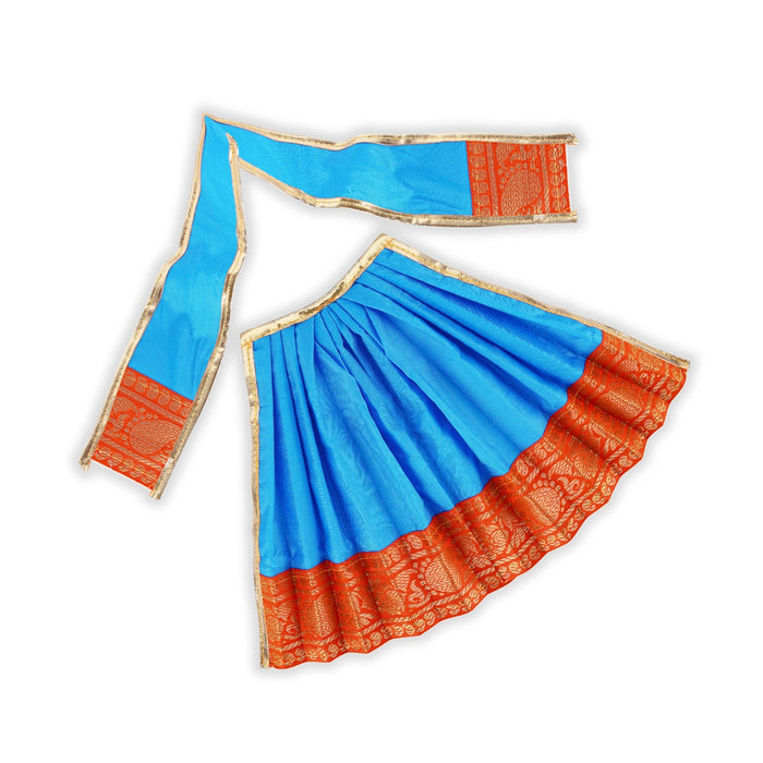 Devi Dress - 9 x 16 Inches | Karishma Apoorva Mata Rani Poshak/ Amman Pavadai/ Jari Border Devi Vastra for Deity - Devi Dress