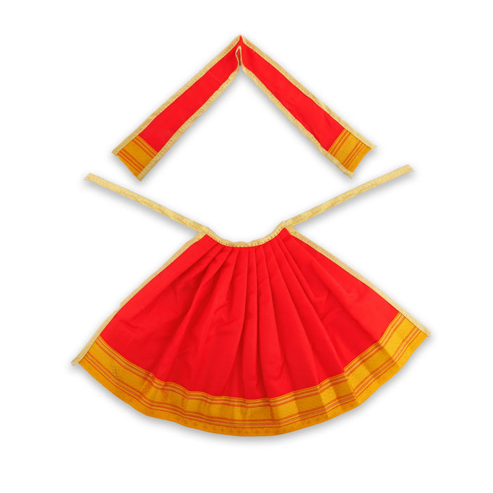 Devi Dress - 9 x 7 Inches | Satin Apoorva Mata Rani Poshak/ Jari Border Design Amman Pavadai for Deity - Devi Dress