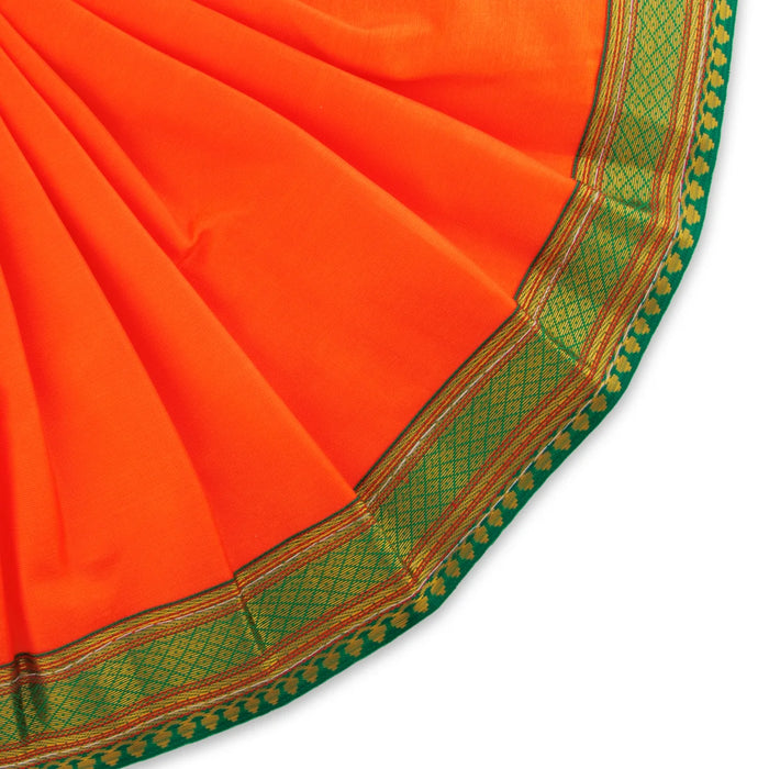 Devi Dress - 9 x 7 Inches | Satin Apoorva Mata Rani Poshak/ Jari Border Design Amman Pavadai for Deity - Devi Dress