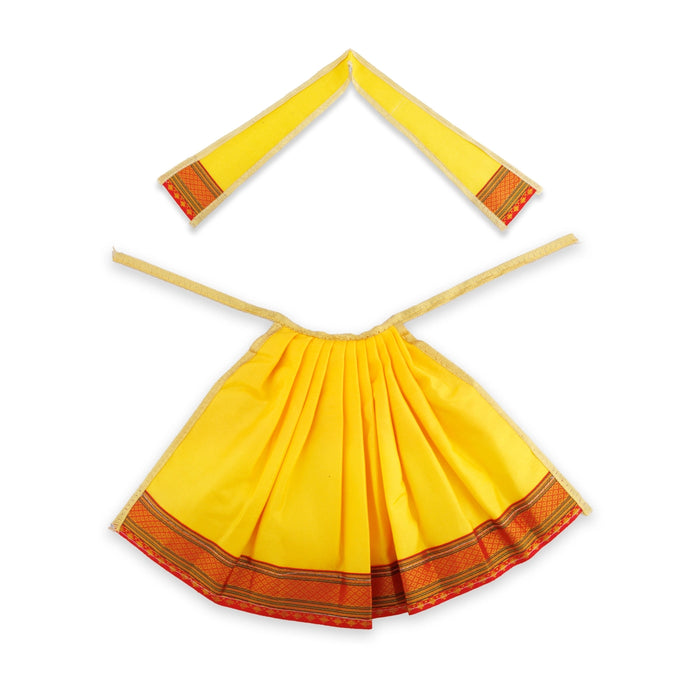 Devi Dress - 9 x 7 Inches | Satin Apoorva Mata Rani Poshak/ Jari Border Design Amman Pavadai for Deity - Devi Dress