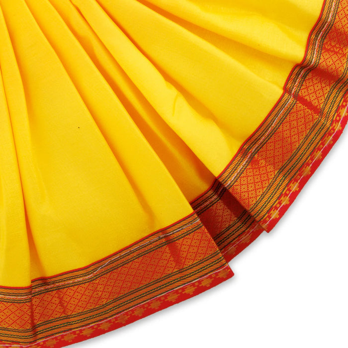 Devi Dress - 9 x 7 Inches | Satin Apoorva Mata Rani Poshak/ Jari Border Design Amman Pavadai for Deity - Devi Dress