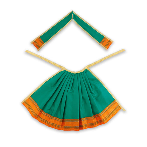 Devi Dress - 9 x 7 Inches | Satin Apoorva Mata Rani Poshak/ Jari Border Design Amman Pavadai for Deity - Devi Dress