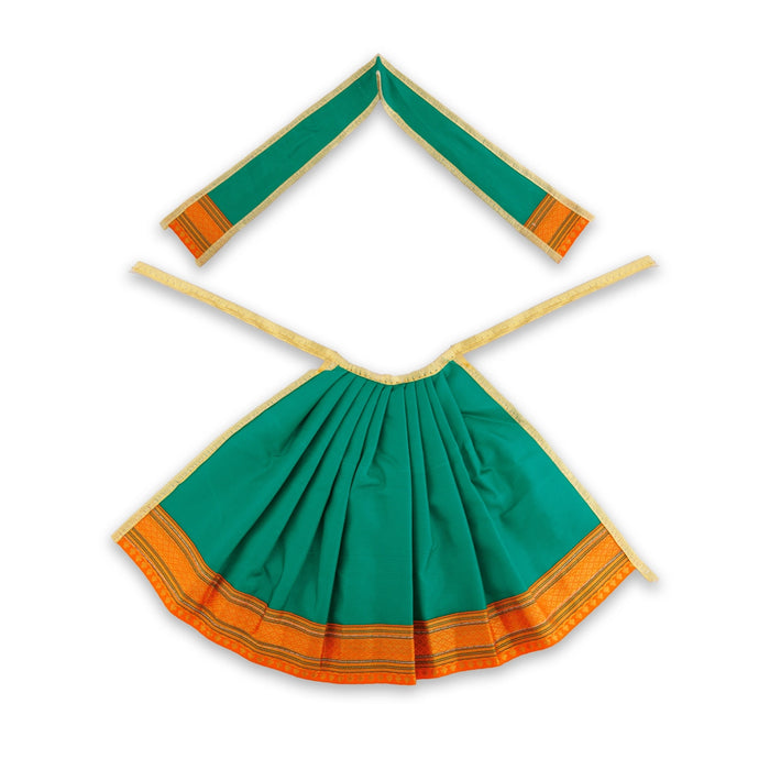 Devi Dress - 9 x 7 Inches | Satin Apoorva Mata Rani Poshak/ Jari Border Design Amman Pavadai for Deity - Devi Dress