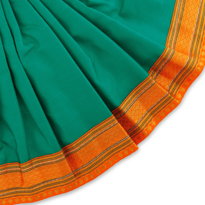 Devi Dress - 9 x 7 Inches | Satin Apoorva Mata Rani Poshak/ Jari Border Design Amman Pavadai for Deity - Devi Dress