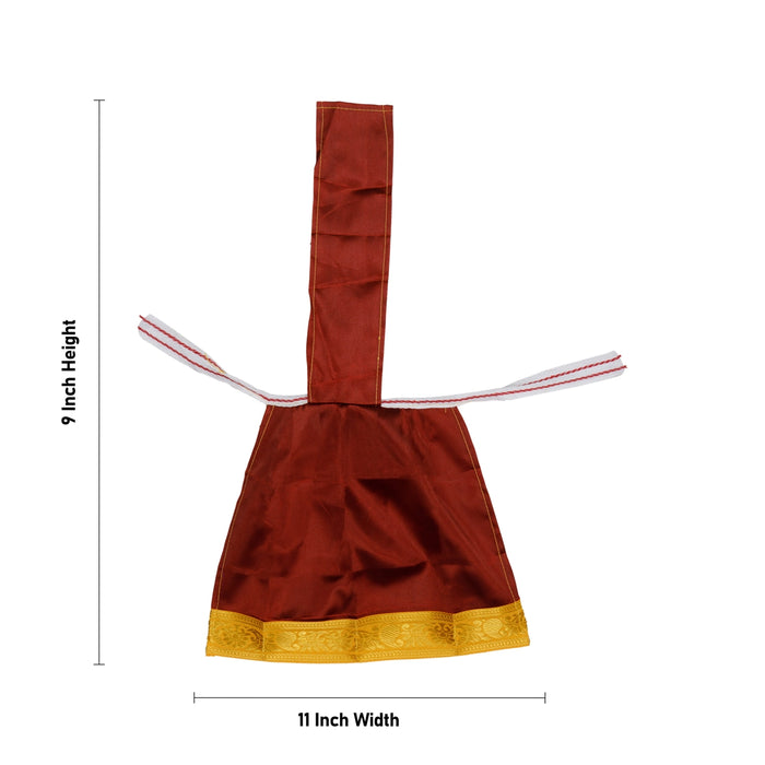 Devi Dress With Thavani - 9 X 11 Inches | Satin Mata Rani Poshak/ Jari Border Design Amman Pavadai For Deity/ Assorted Colour & Designs - Devi Dress