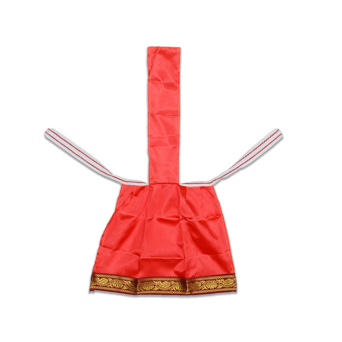 Devi Dress With Thavani - 9 X 11 Inches | Satin Mata Rani Poshak/ Jari Border Design Amman Pavadai For Deity/ Assorted Colour & Designs - Devi Dress