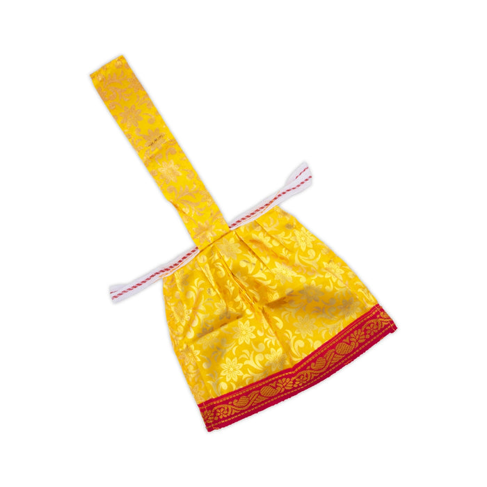 Devi Dress With Thavani - 6 x 8 Inches | Jari Border Design Mata Rani Poshak/ Satin Amman Pavadai for Deity - Devi Dress