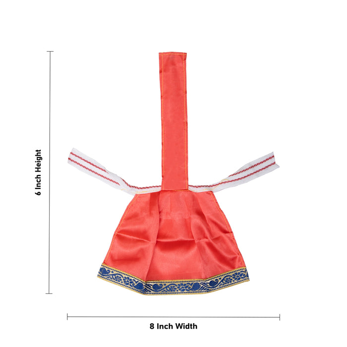 Devi Dress With Thavani - 6 x 8 Inches | Satin Amman Pavadai/ Jari Border Design Mata Rani Poshak for Deity - Devi Dress