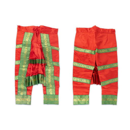 Readymade Bharatanatyam Dress Set - Size 30 | Satin Dance Costume/ Jari Border Bharatanatyam Costume For Kids - Dance Saree