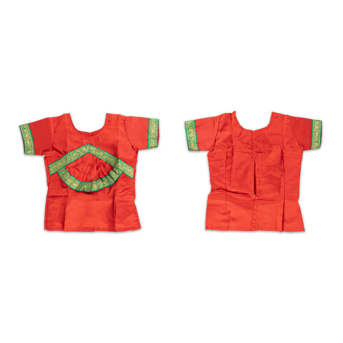 Readymade Bharatanatyam Dress Set - Size 30 | Satin Dance Costume/ Jari Border Bharatanatyam Costume For Kids - Dance Saree