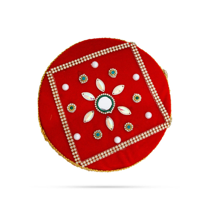 Vairamudi Crown - 5 x 6 Inches | Velvet Kireedam/ Pearls With Stone Design Kiridam/ Mukut for Deity Decor - Head & Face Accessories