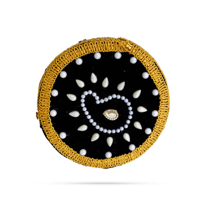 Vairamudi Crown - 5 x 6 Inches | Velvet Kireedam/ Pearls With Stone Design Kiridam/ Mukut for Deity Decor - Head & Face Accessories