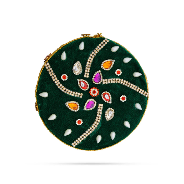 Vairamudi Crown - 5 x 6 Inches | Velvet Kireedam/ Pearls With Stone Design Kiridam/ Mukut for Deity Decor - Head & Face Accessories