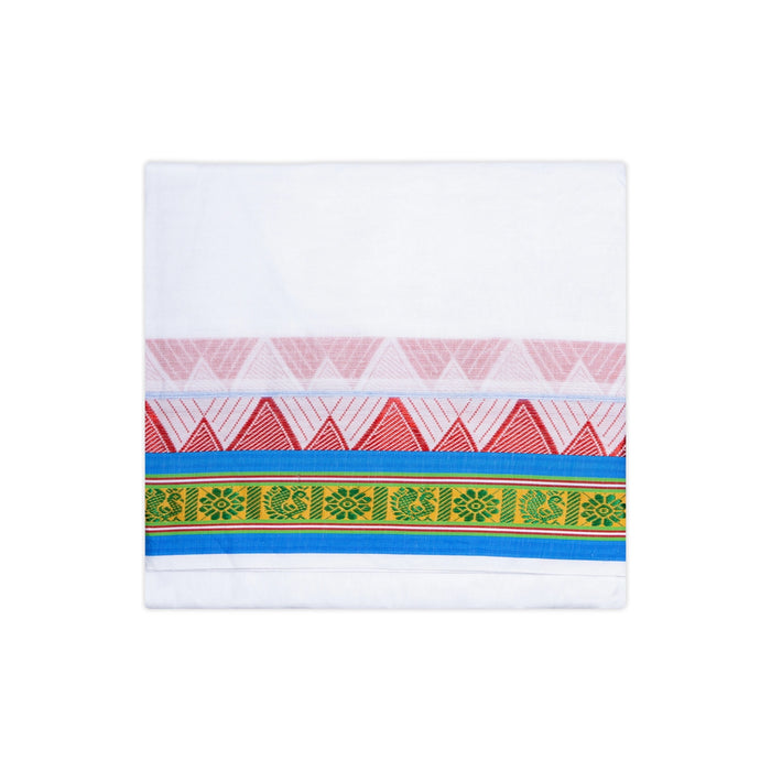 Cotton Veshti - 2.5 Mtrs | Jacquard Border Dhothi / White Vesti / Dhoti for Men / Traditional Vesti