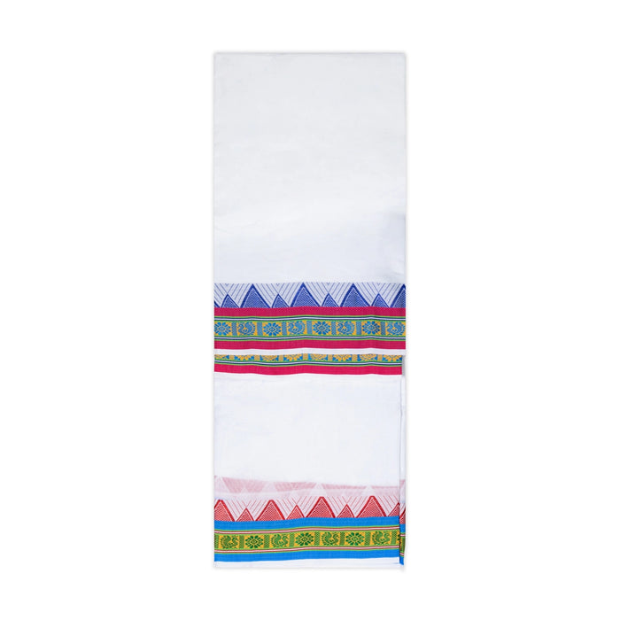Cotton Veshti - 2.5 Mtrs | Jacquard Border Dhothi / White Vesti / Dhoti for Men / Traditional Vesti