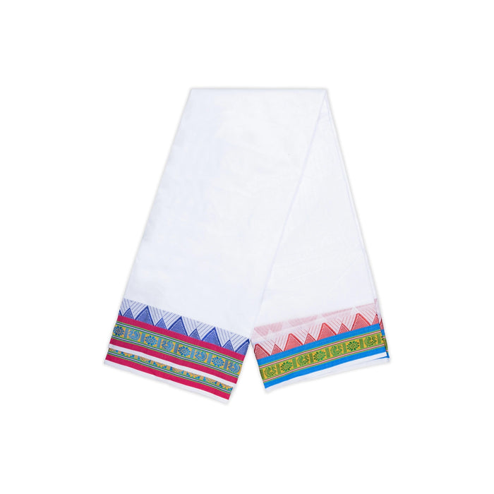 Cotton Veshti - 2.5 Mtrs | Jacquard Border Dhothi / White Vesti / Dhoti for Men / Traditional Vesti