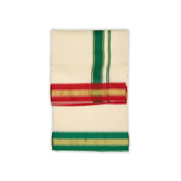 Veshti - 1.5 Yards | Colour Vesti/ Salya Art Mayilkan Border Dhoti for Men - Veshti & Dhoti